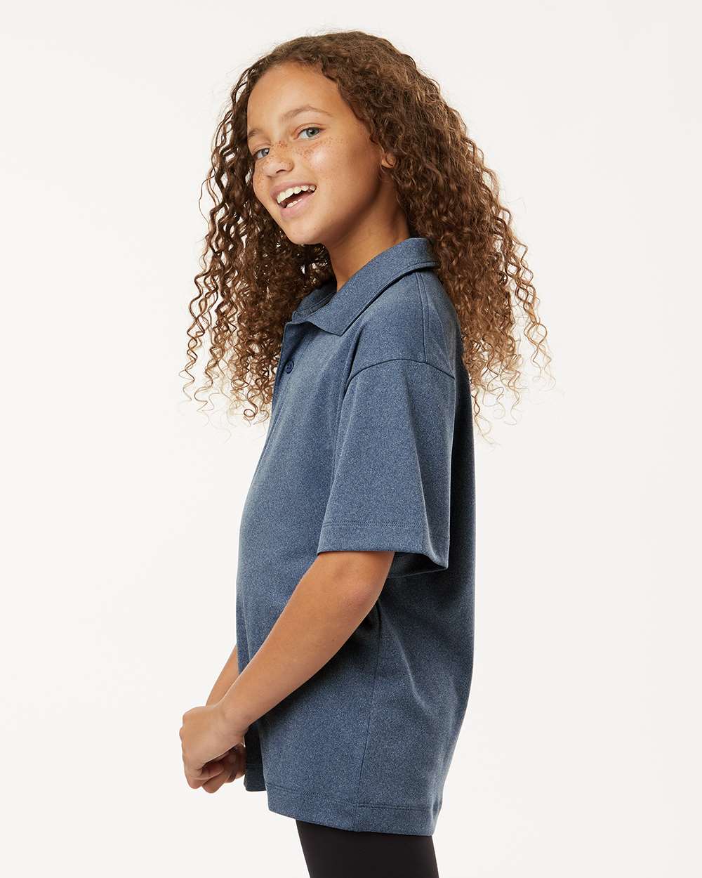 Youth Pro-Lock Performance Polo - Heather Navy - ComfyThreads