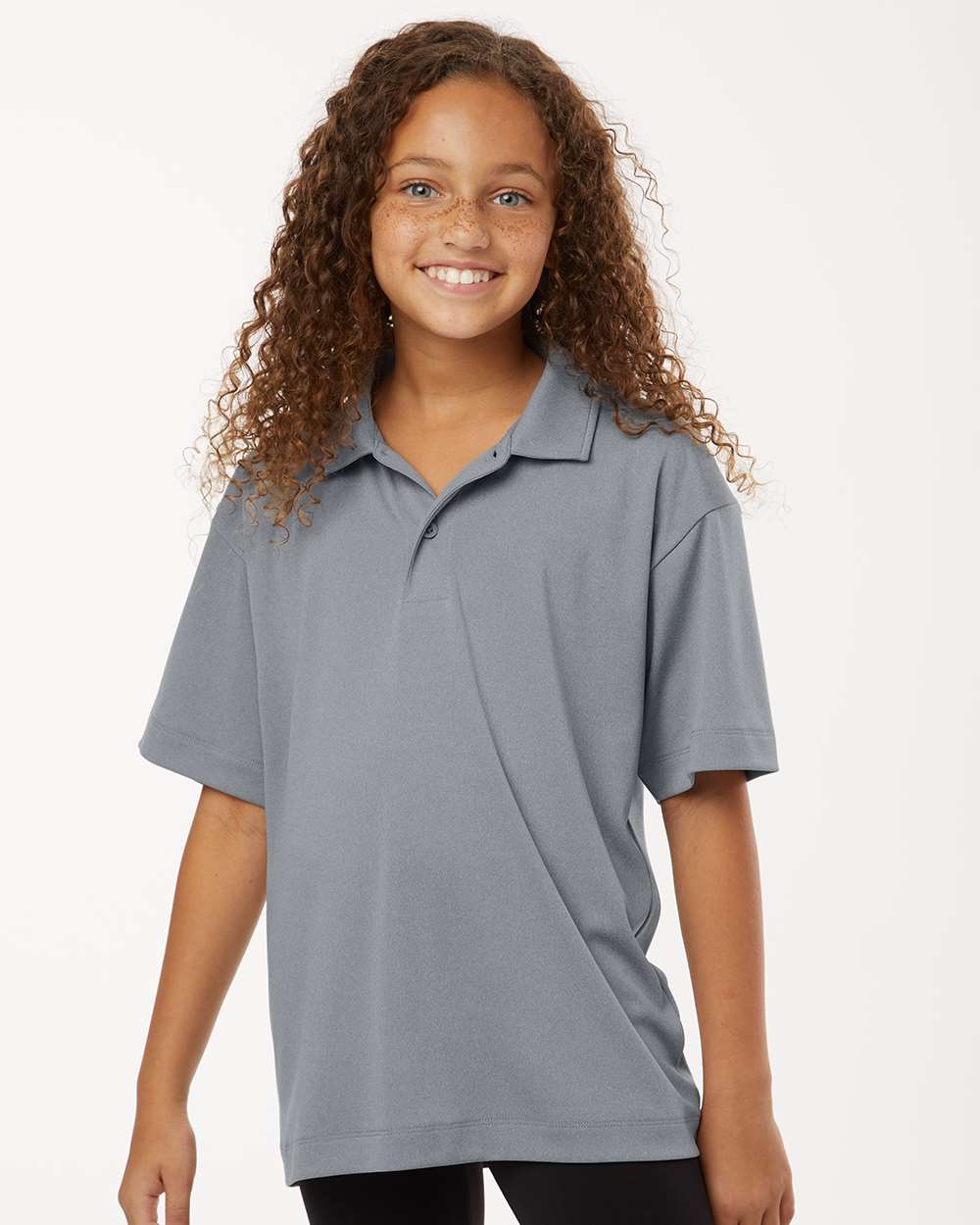 Youth Pro-Lock Performance Polo - Heather Steel - ComfyThreads