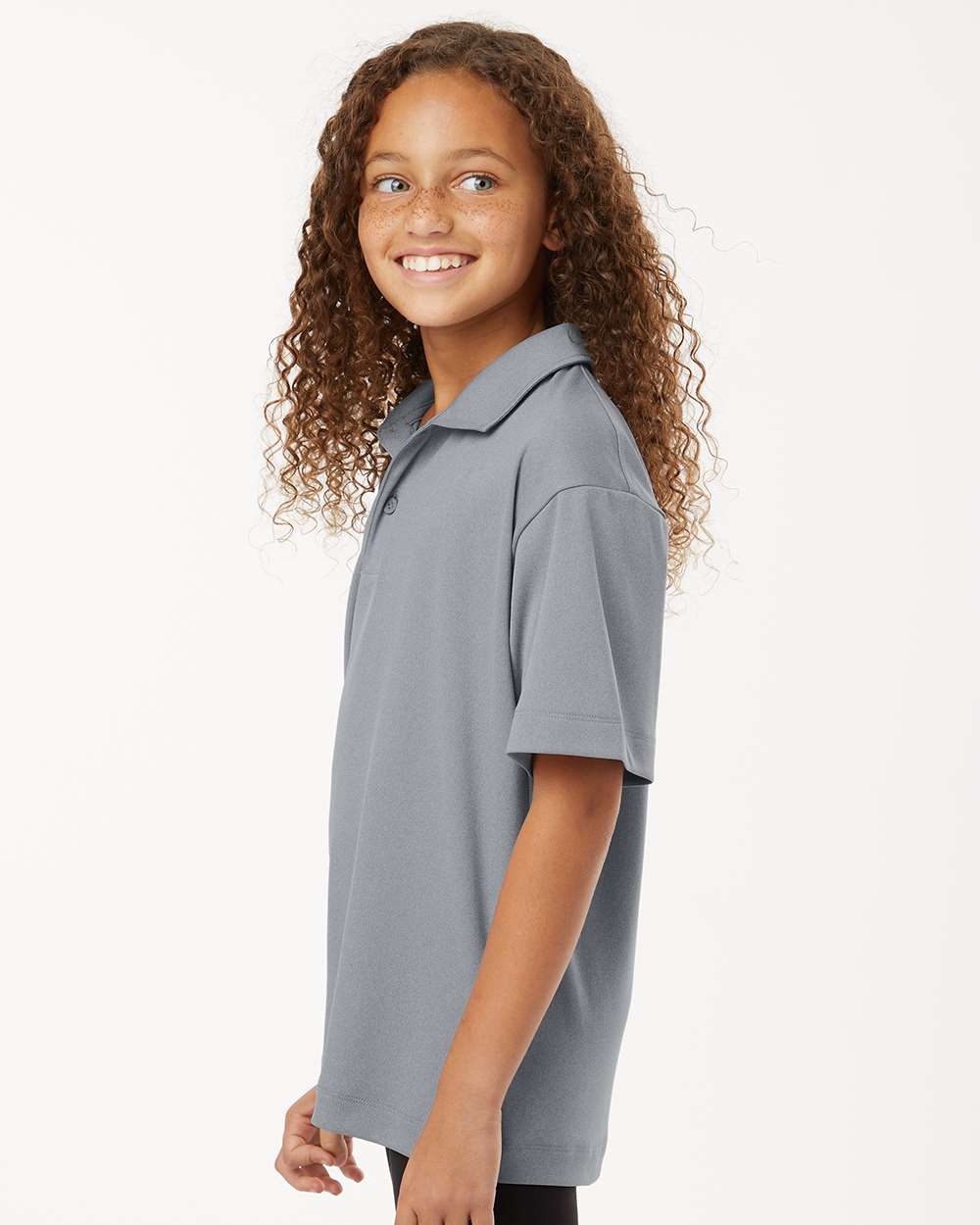 Youth Pro-Lock Performance Polo - Heather Steel - ComfyThreads