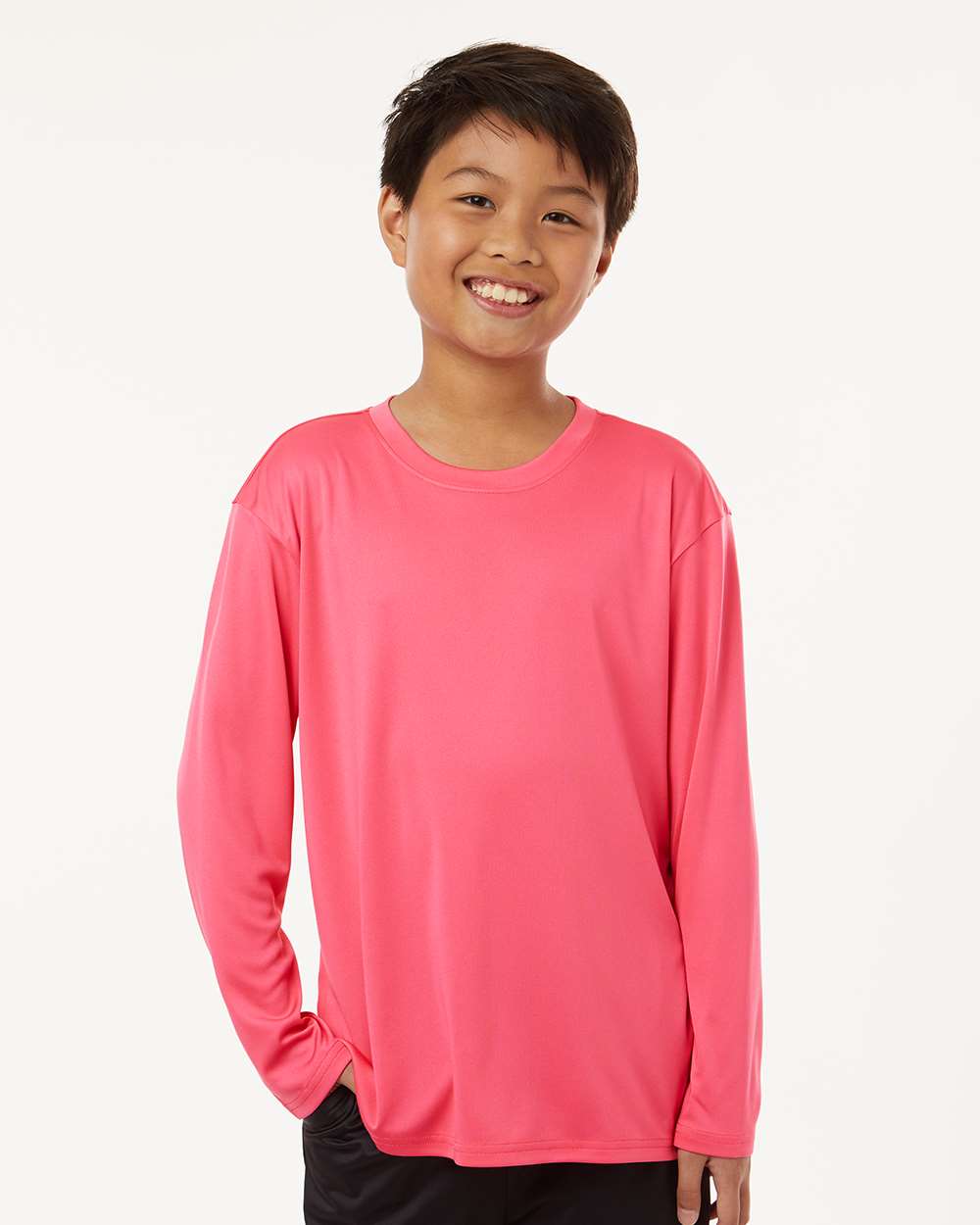 Youth Performance Long Sleeve T-Shirt – Bright Pink - ComfyThreads