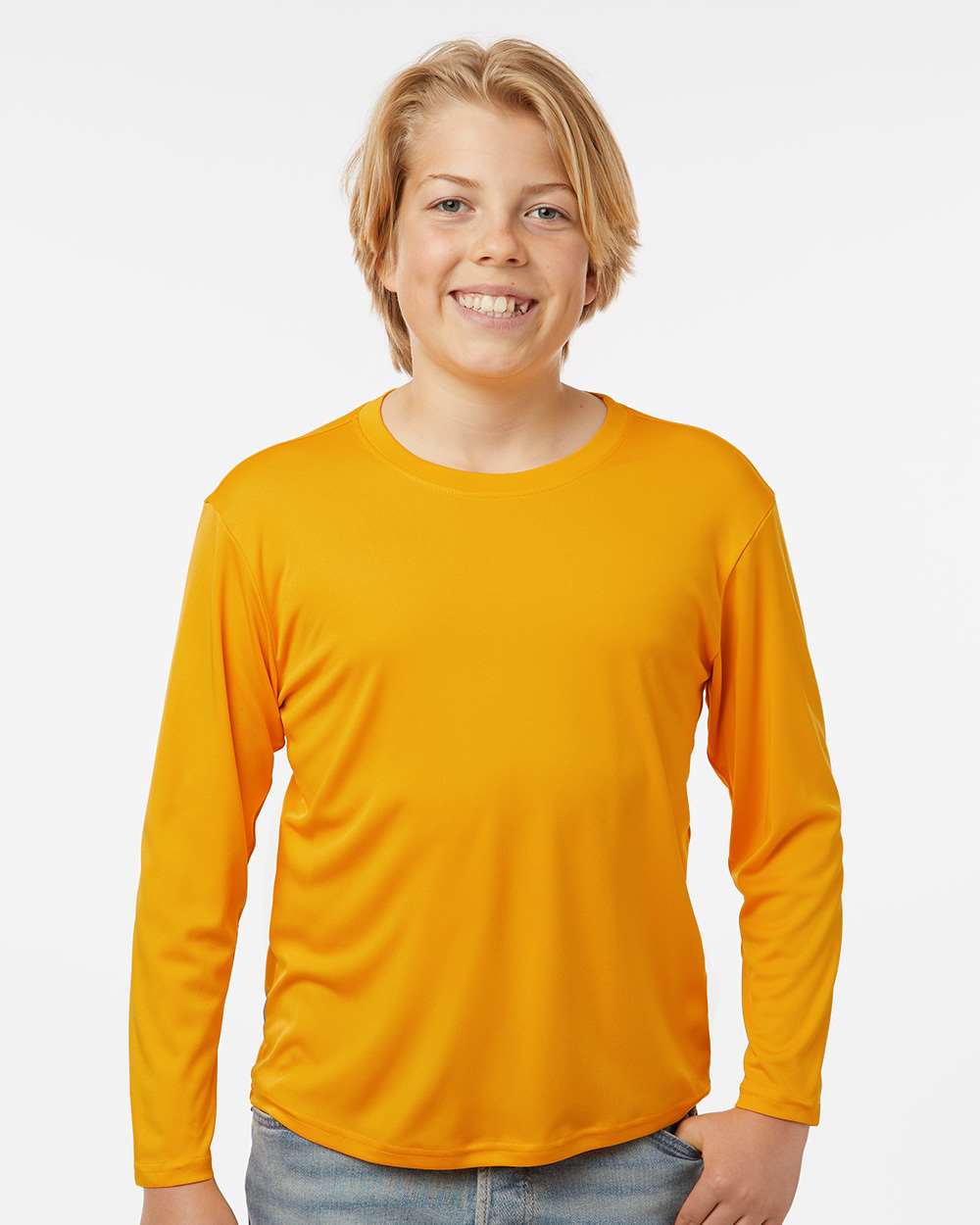 Youth Performance Long Sleeve T-Shirt – Gold - ComfyThreads