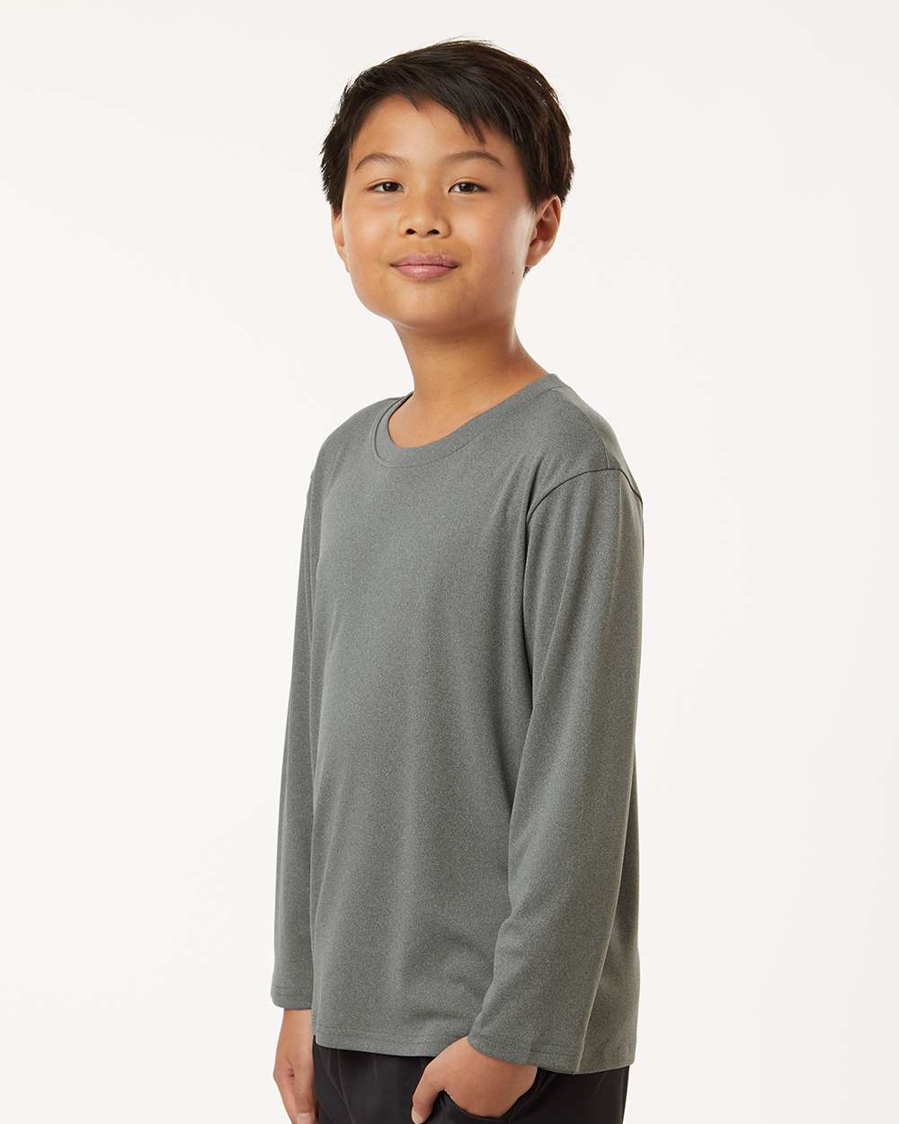 Youth Performance Long Sleeve T-Shirt – Heather Granite - ComfyThreads