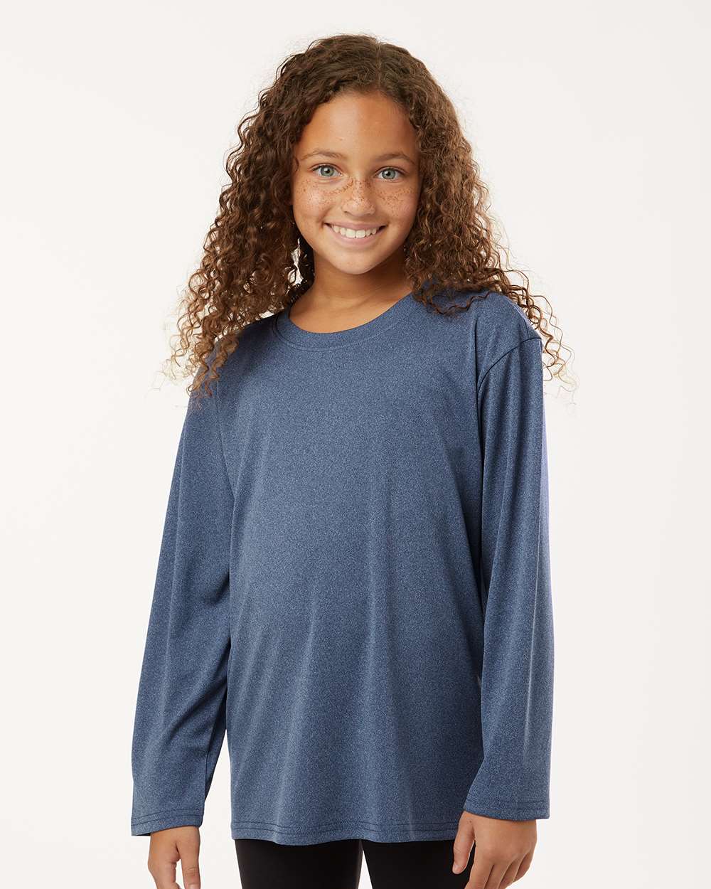 Youth Performance Long Sleeve T-Shirt – Heather Navy - ComfyThreads