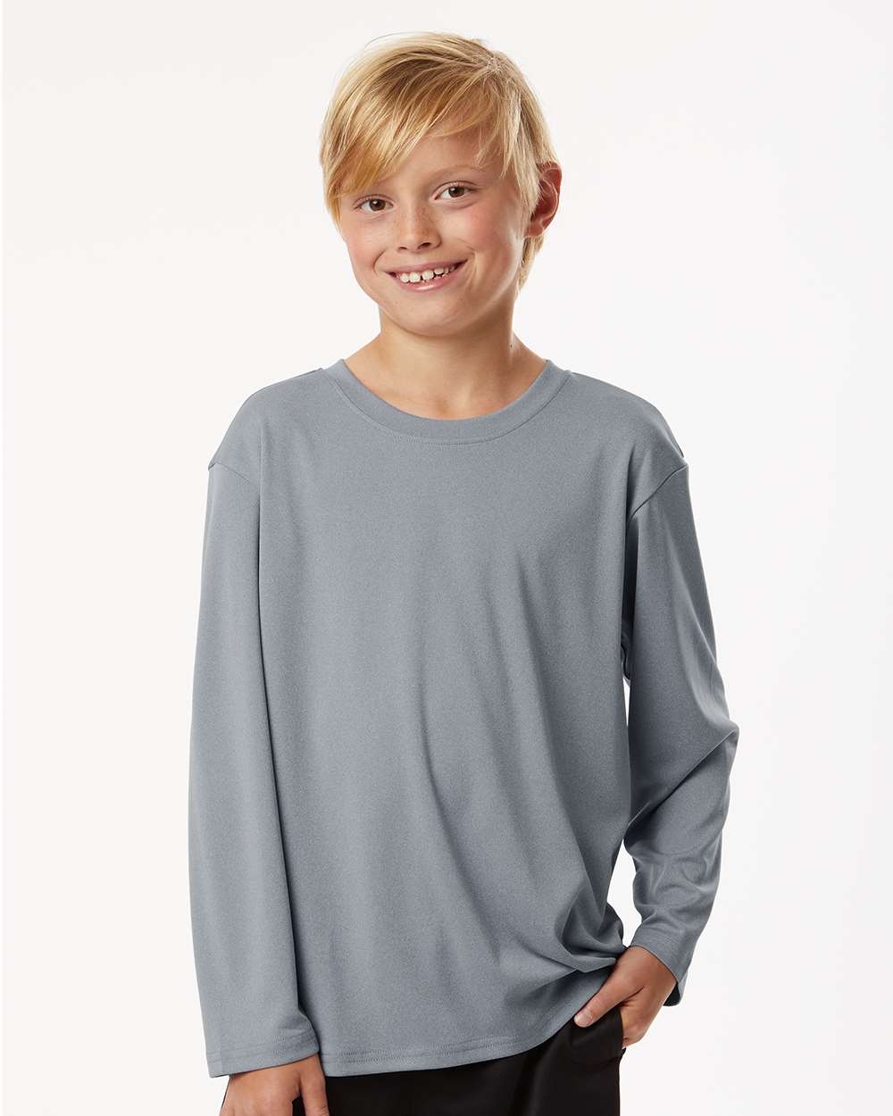Youth Performance Long Sleeve T-Shirt – Heather Steel - ComfyThreads