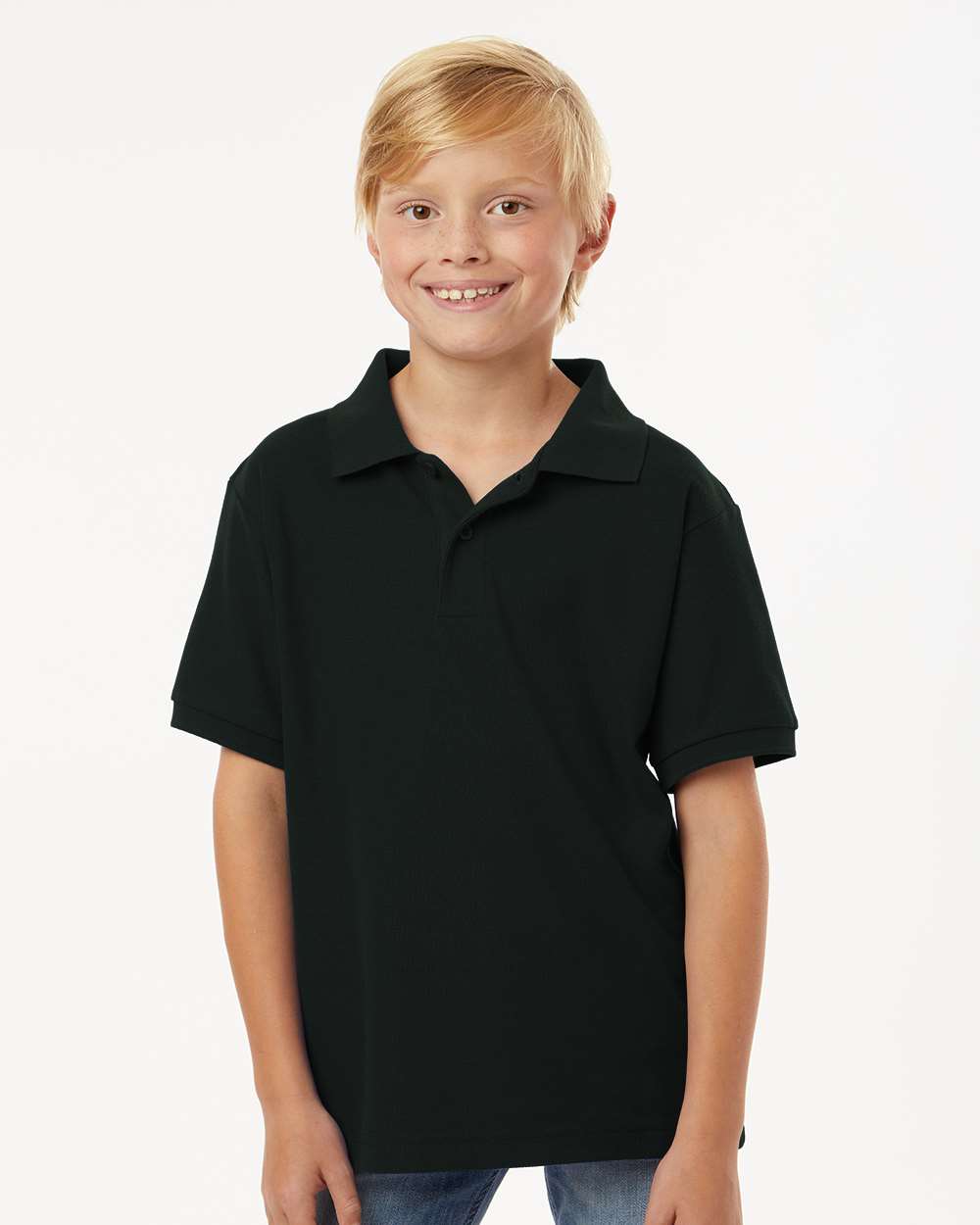 Youth Pique Polo - Black - ComfyThreads