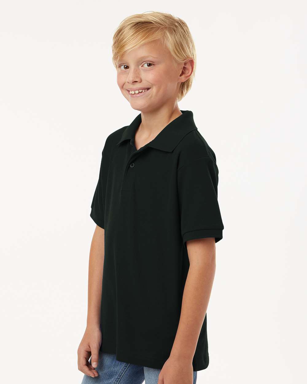 Youth Pique Polo - Black - ComfyThreads