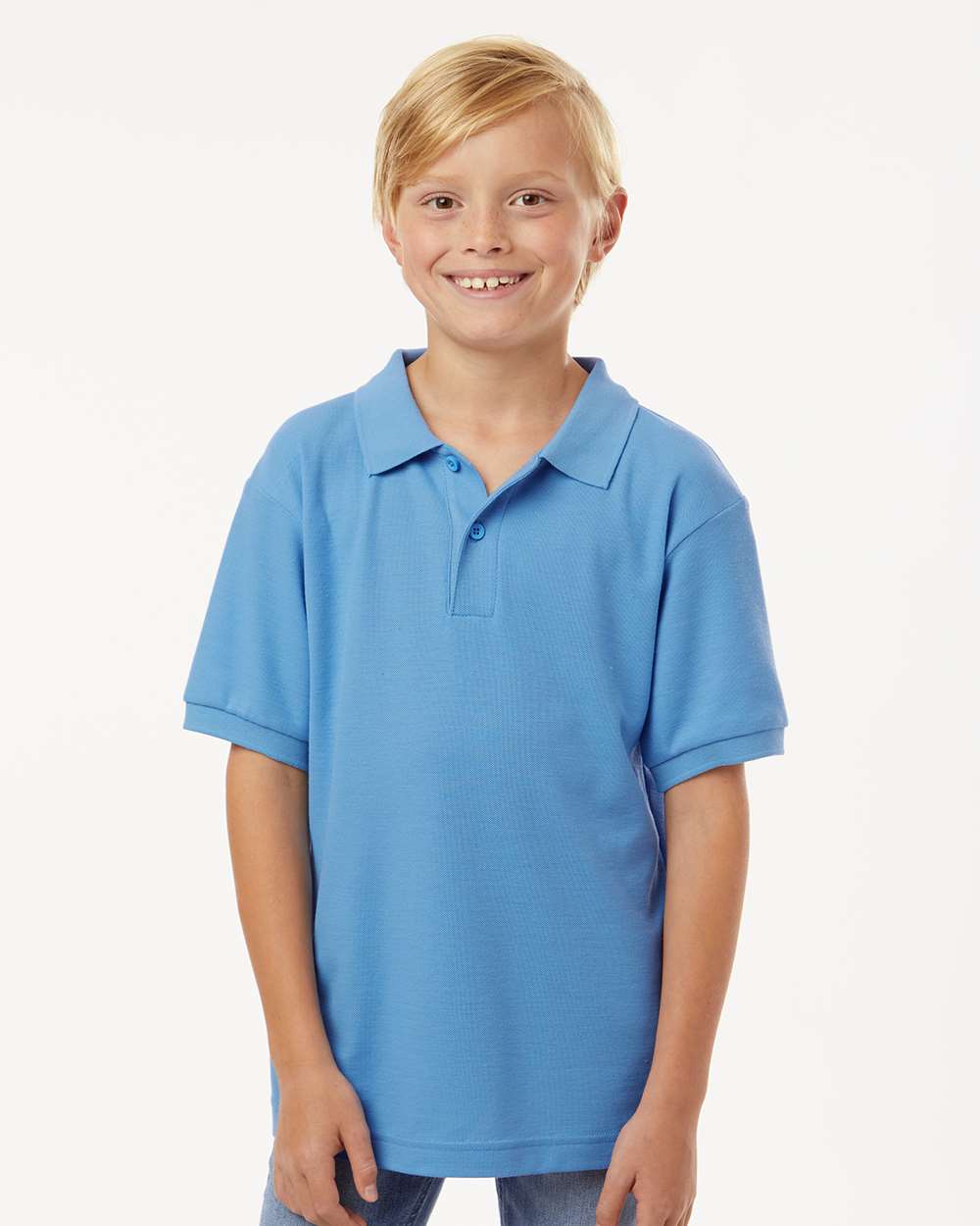 Youth Pique Polo - Carolina Blue - ComfyThreads