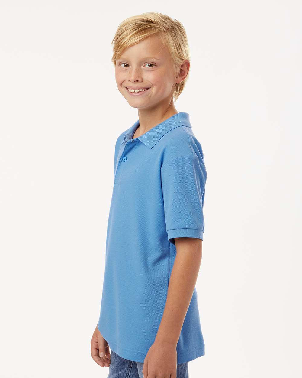 Youth Pique Polo - Carolina Blue - ComfyThreads
