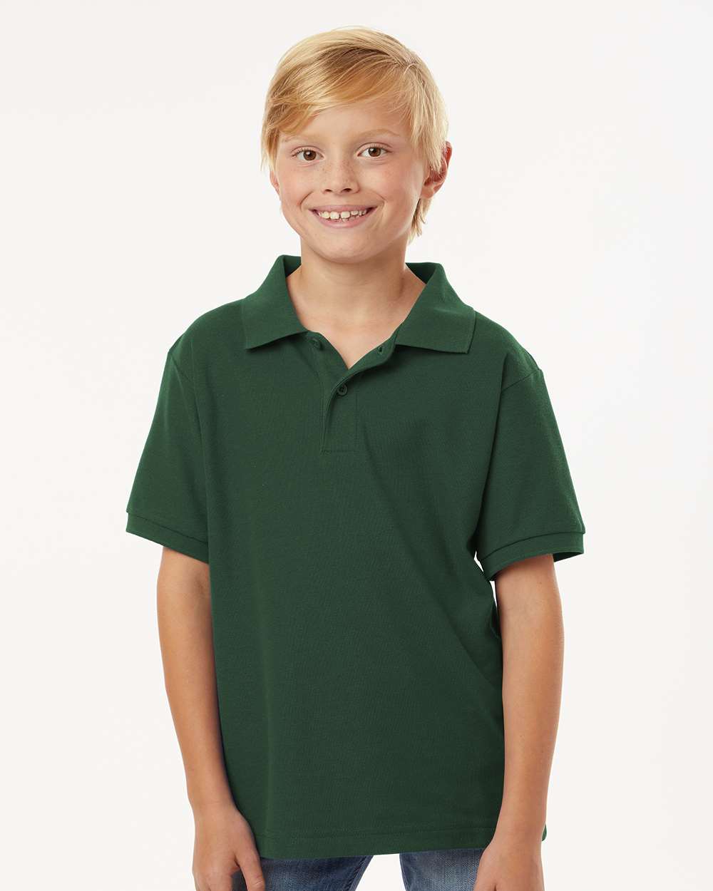 Youth Pique Polo - Forest Green - ComfyThreads