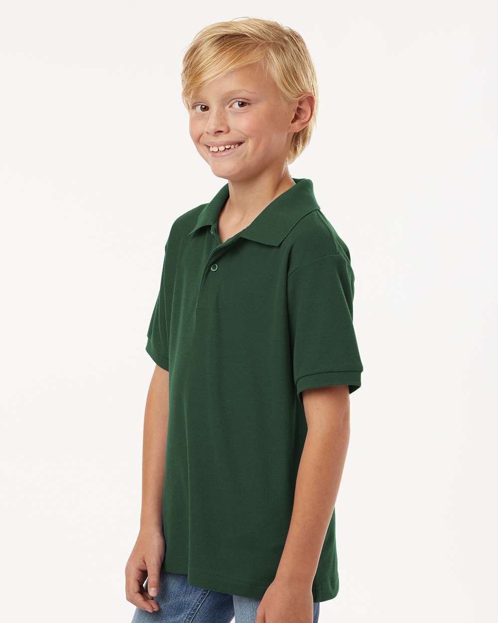 Youth Pique Polo - Forest Green - ComfyThreads