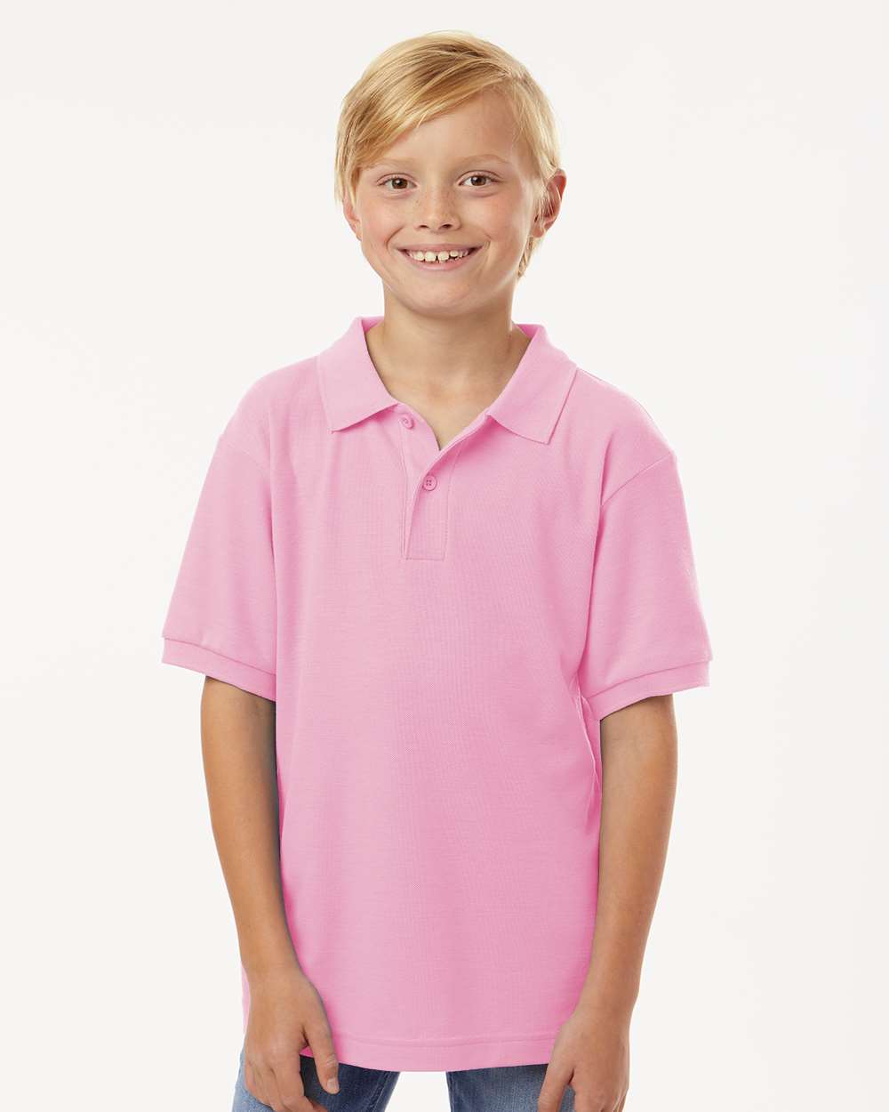 Youth Pique Polo - Light Pink - ComfyThreads