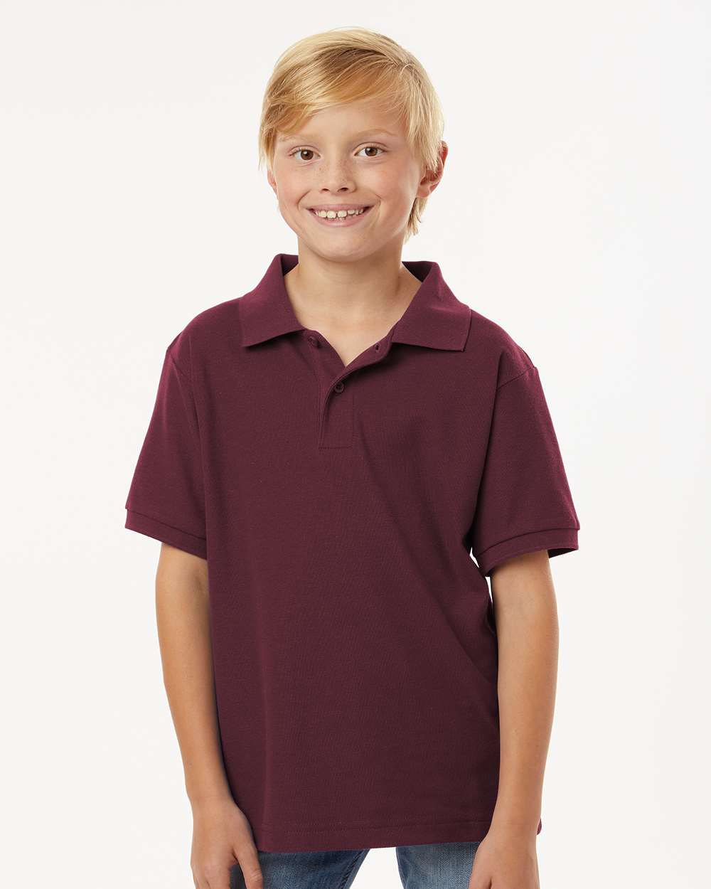 Youth Pique Polo - Maroon - ComfyThreads