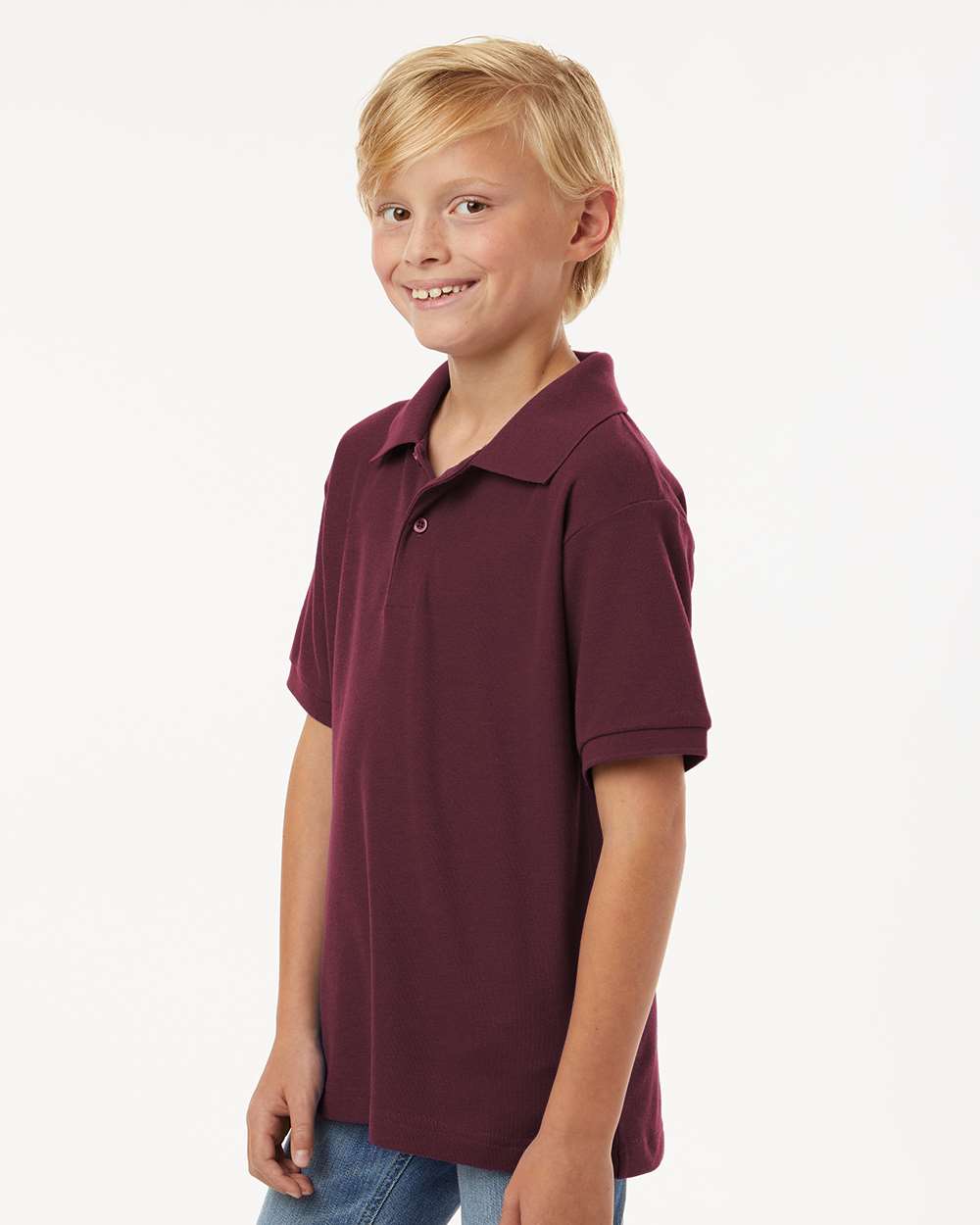 Youth Pique Polo - Maroon - ComfyThreads