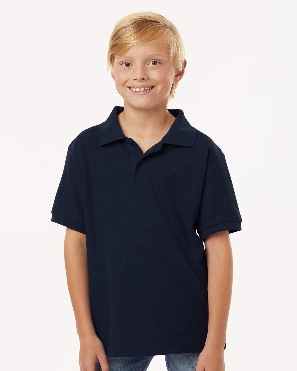 Youth Pique Polo - Navy - ComfyThreads