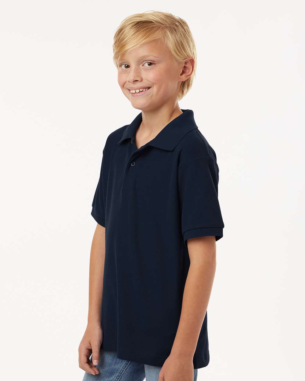 Youth Pique Polo - Navy - ComfyThreads