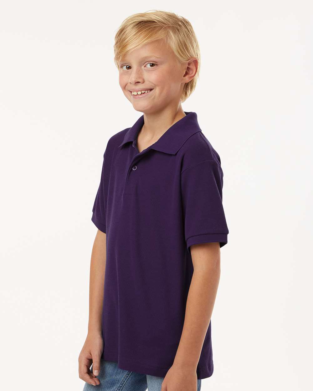 Youth Pique Polo - Purple - ComfyThreads