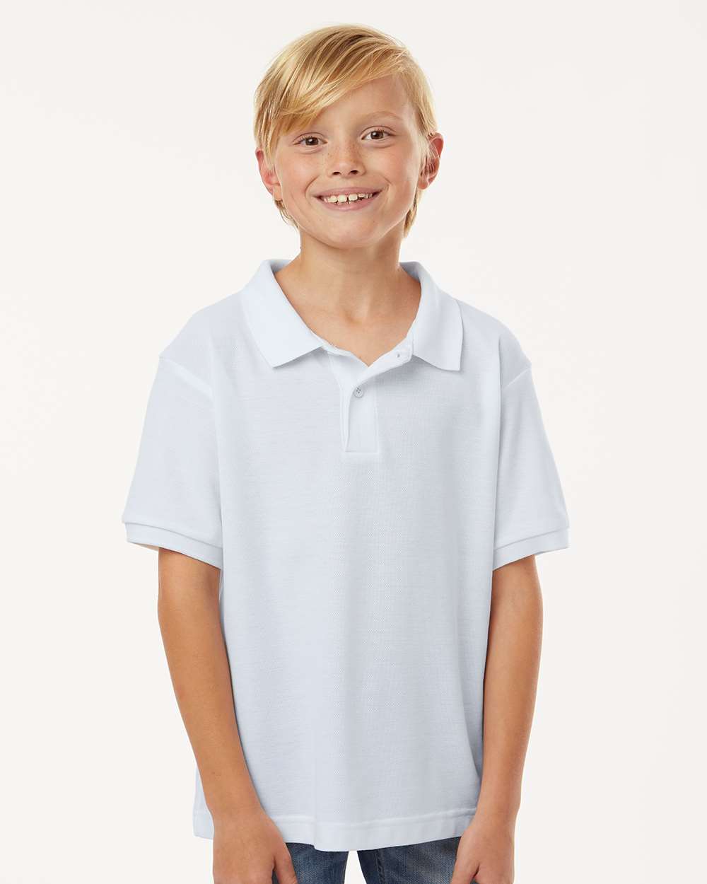 Youth Pique Polo - White - ComfyThreads
