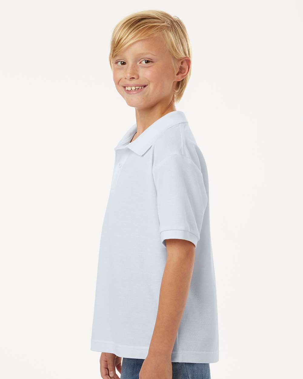 Youth Pique Polo - White - ComfyThreads