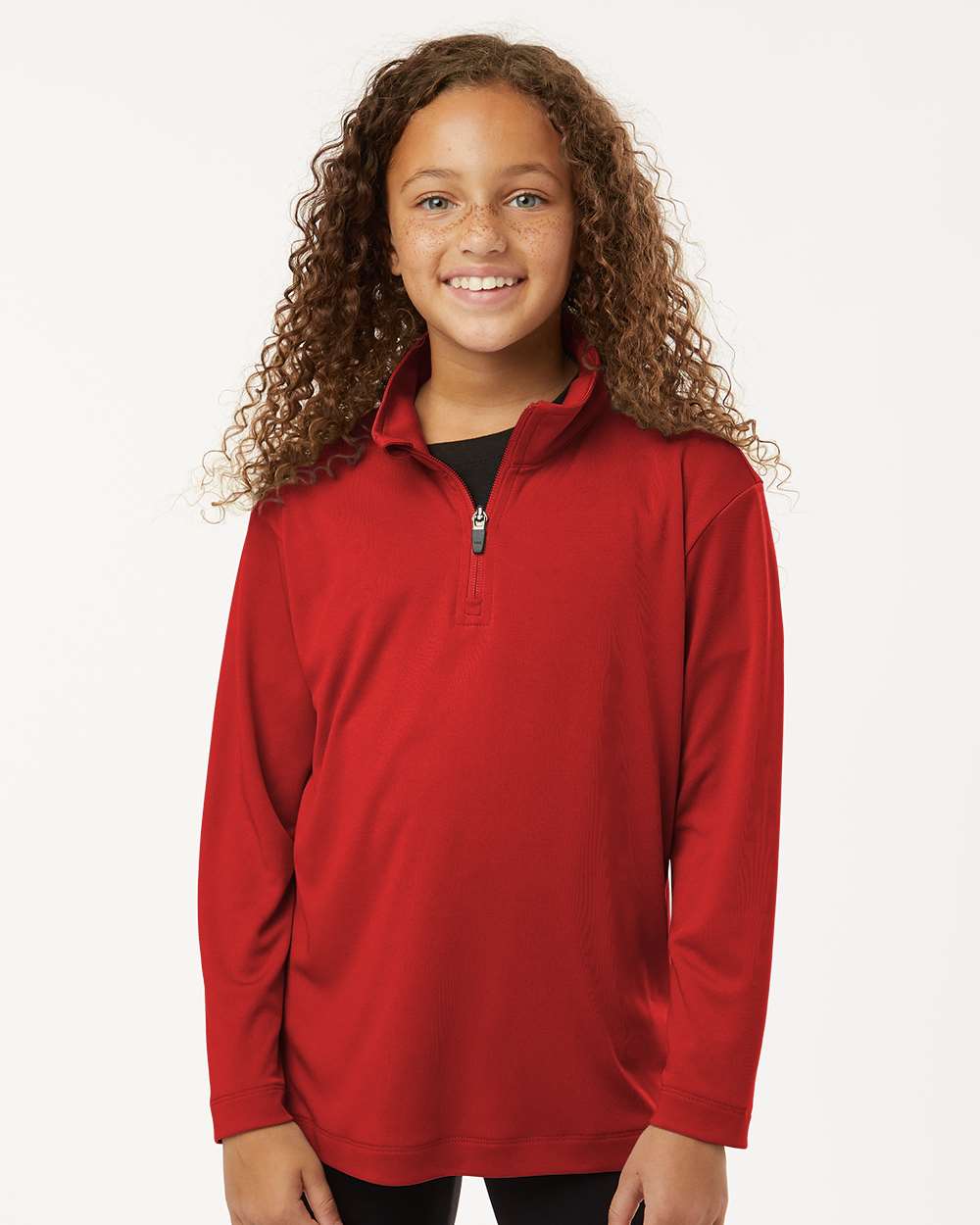 Youth Performance Quarter-Zip Pullover – Red - ComfyThreads
