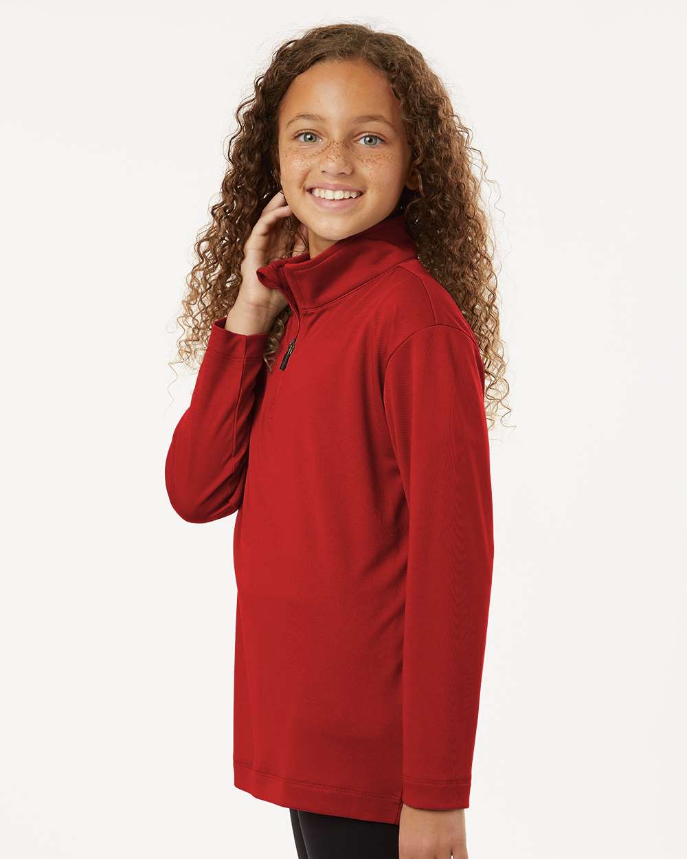 Youth Performance Quarter-Zip Pullover – Red - ComfyThreads