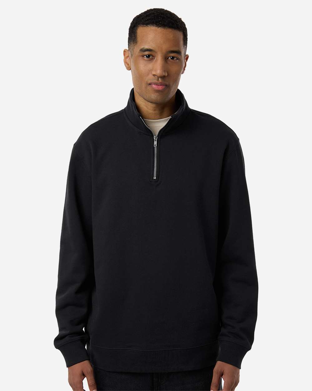 Unisex Midweight Quarter-Zip Pullover - Black - XS
