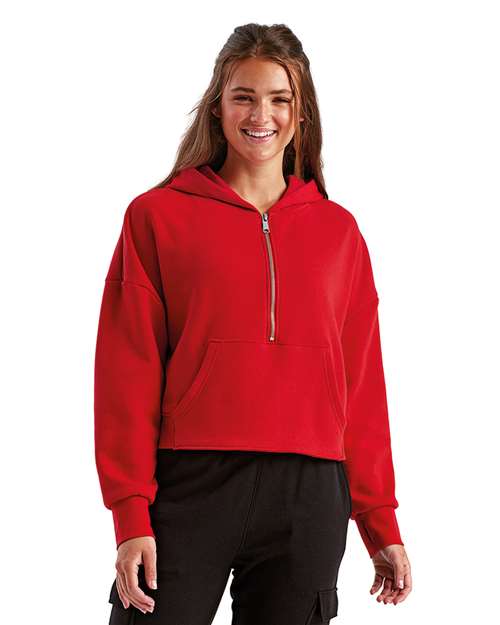 TriDri TD077 Women's Performance Crop Hoodie - Fire Red - Front