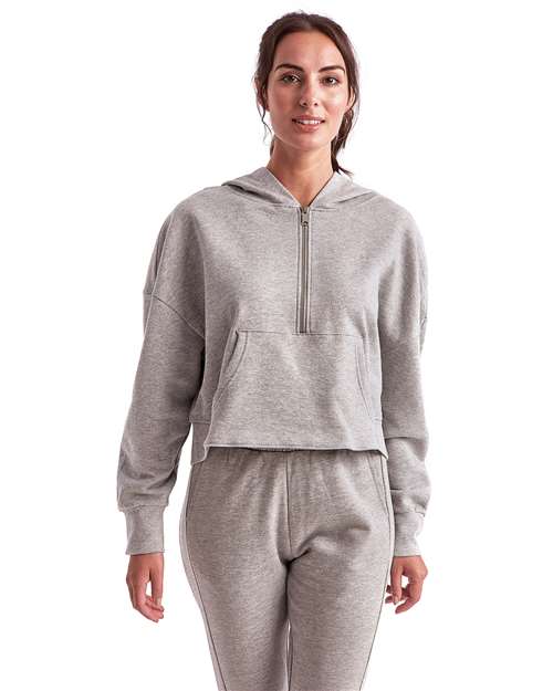 TriDri TD077 Women's Performance Crop Hoodie - Heather Grey - Front
