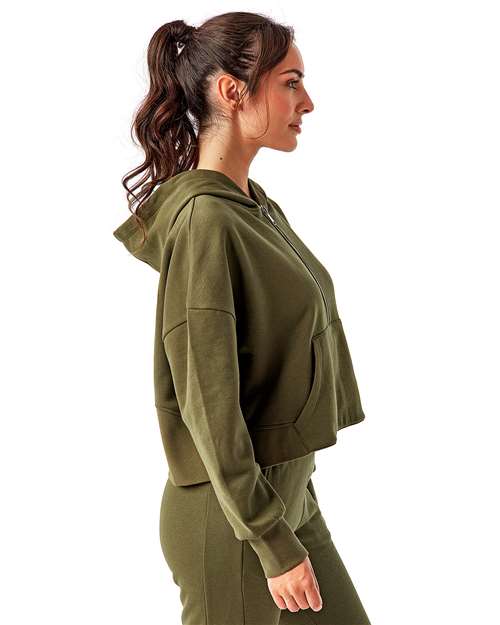 TriDri TD077 Women's Performance Crop Hoodie - Olive - Side