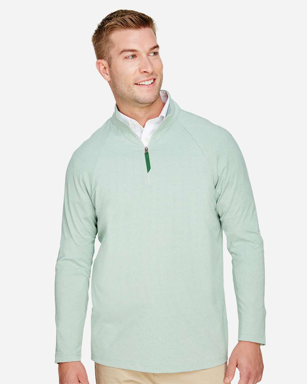 Men's Performance Micro-Stripe Quarter-Zip Pullover - Kelly Green - S