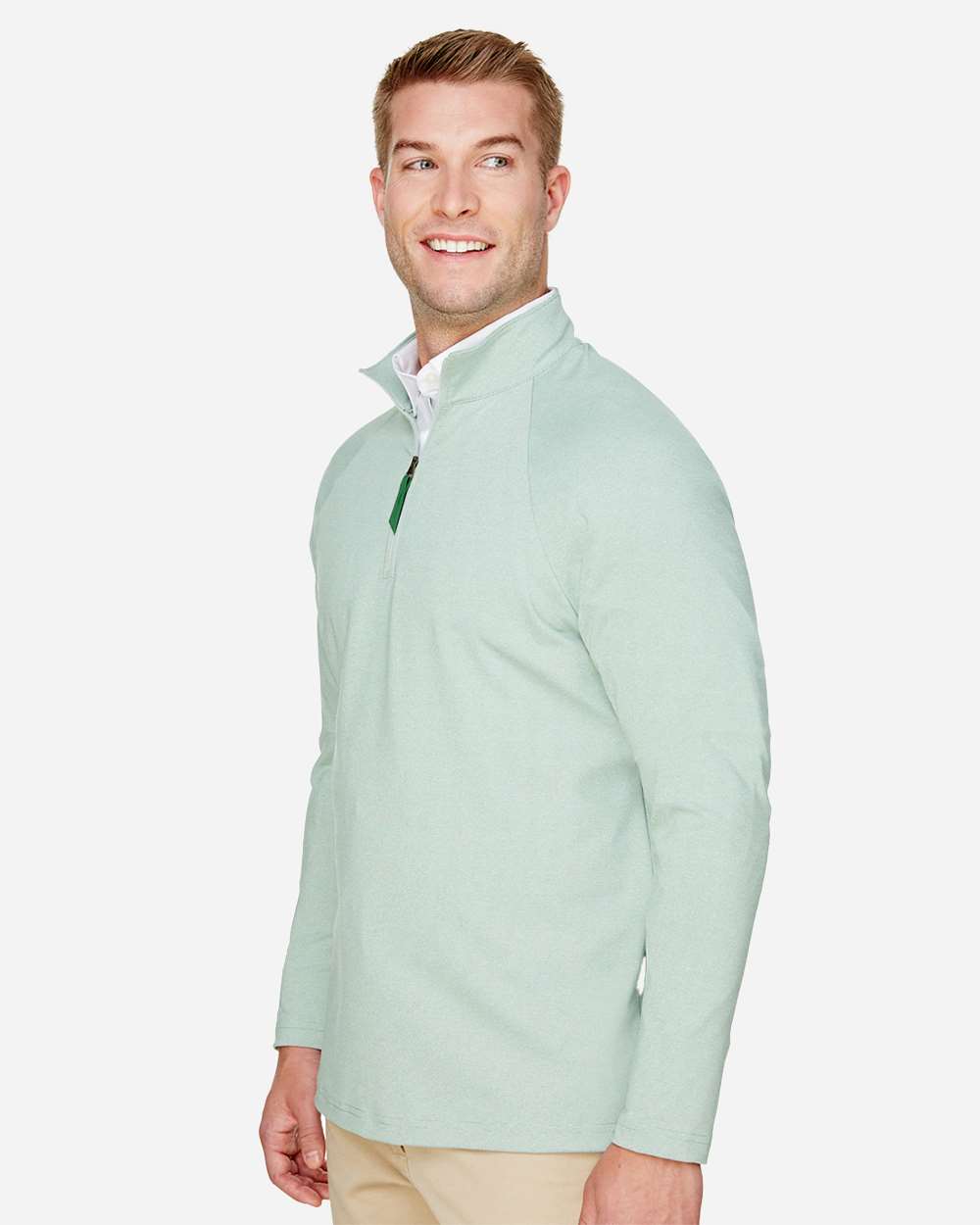 Men's Performance Micro-Stripe Quarter-Zip Pullover - Kelly Green - M