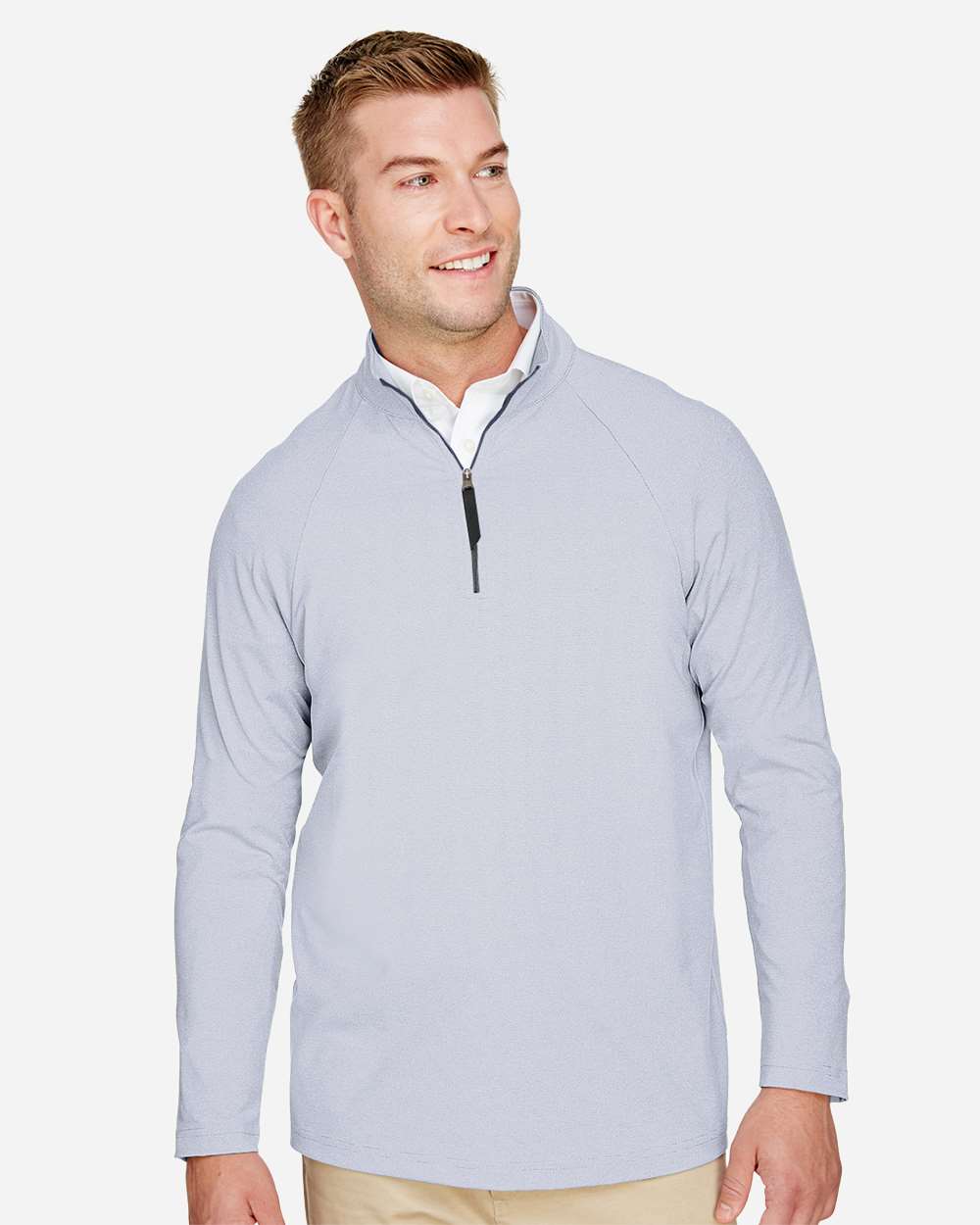 Men's Performance Micro-Stripe Quarter-Zip Pullover - Navy - S