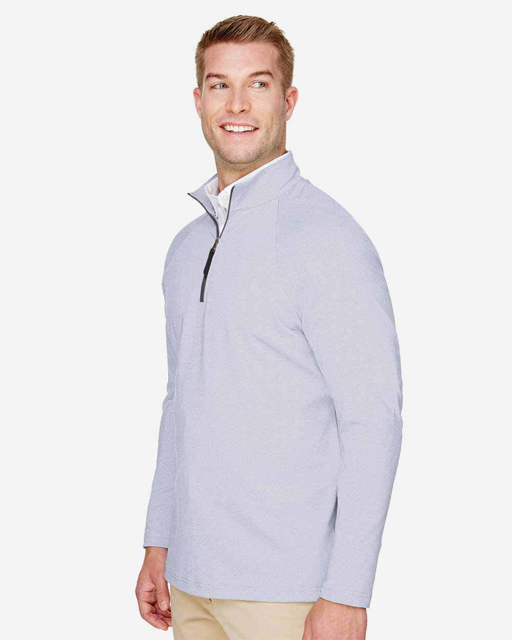 Men's Performance Micro-Stripe Quarter-Zip Pullover - Navy - M