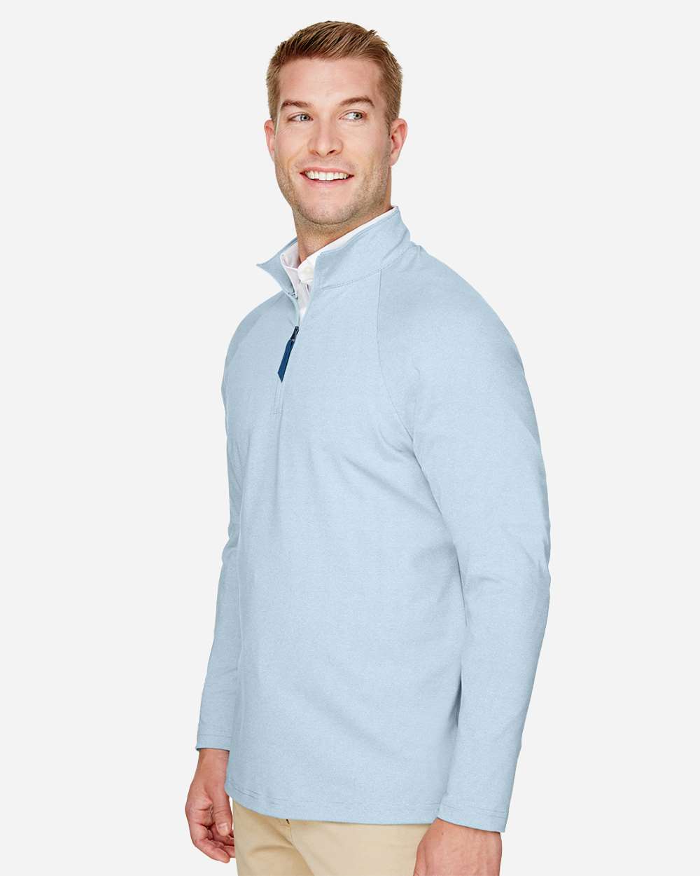 Men's Performance Micro-Stripe Quarter-Zip Pullover - Ocean Blue - M