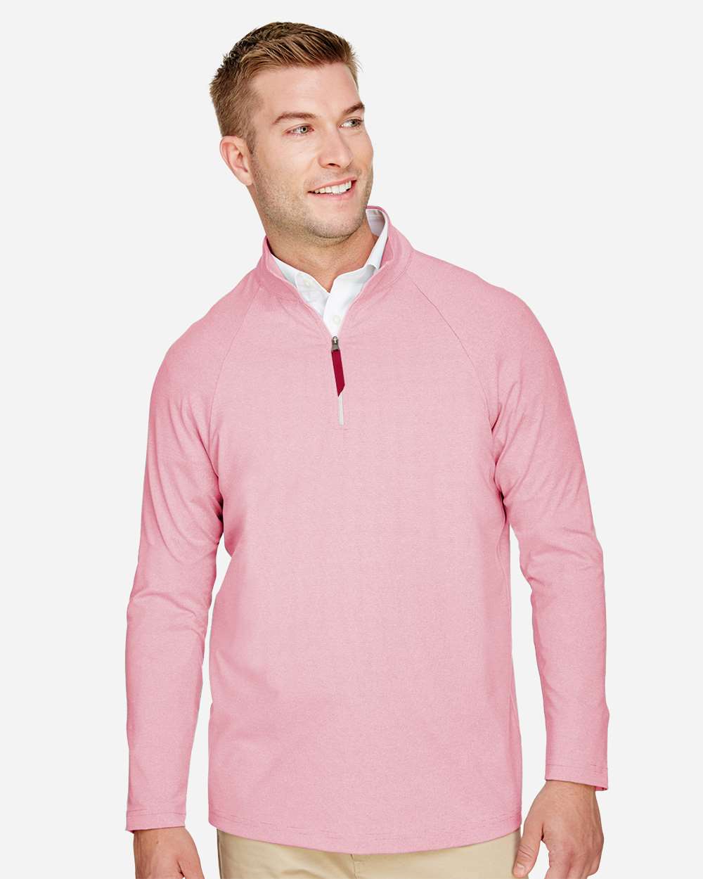 Men's Performance Micro-Stripe Quarter-Zip Pullover - Red - S