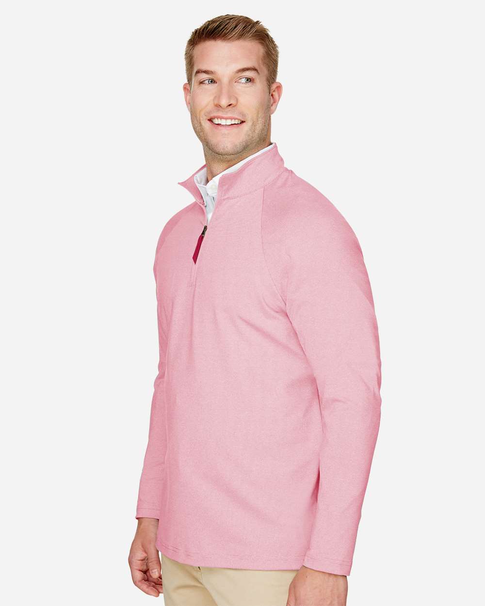 Men's Performance Micro-Stripe Quarter-Zip Pullover - Red - M