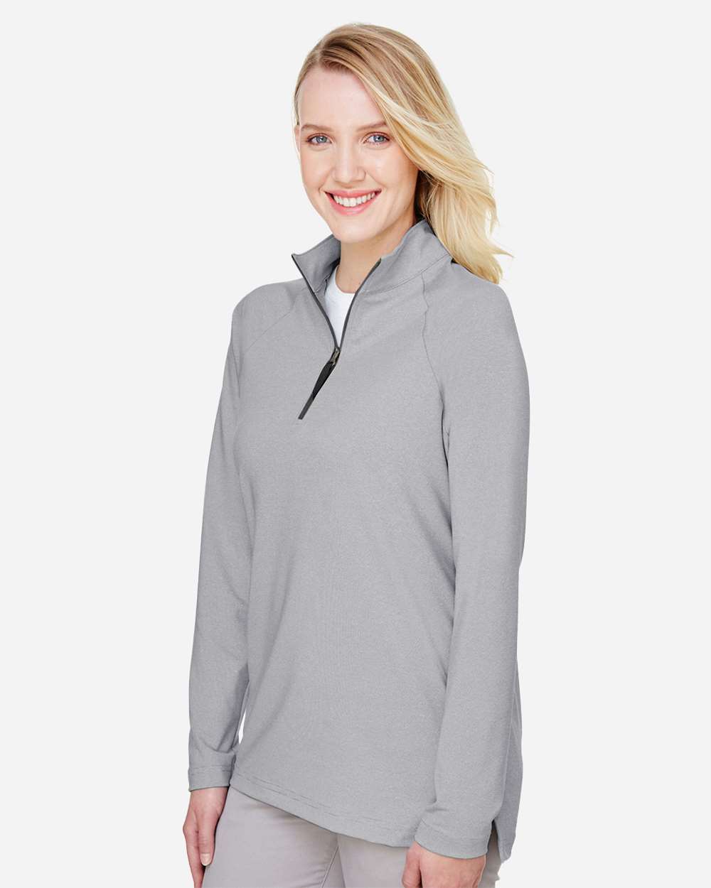 Women's CrownLux Performance® Clubhouse Micro-Stripe Quarter-Zip Pullover - Black - M