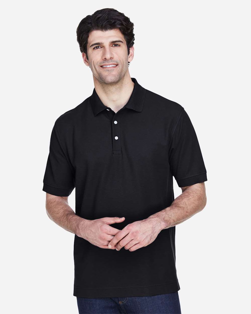 Men's Pima Piqué Polo - Black - S