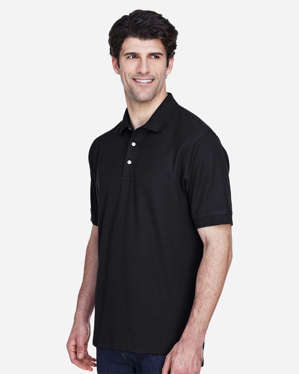 Men's Pima Piqué Polo - Black - M
