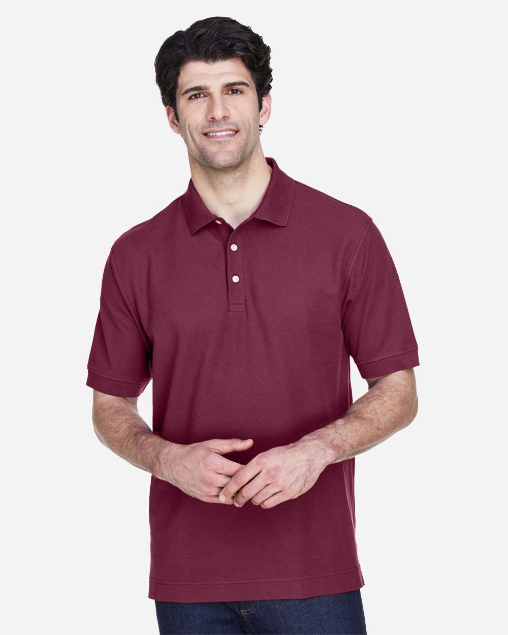 Men's Pima Piqué Polo - Burgundy - S