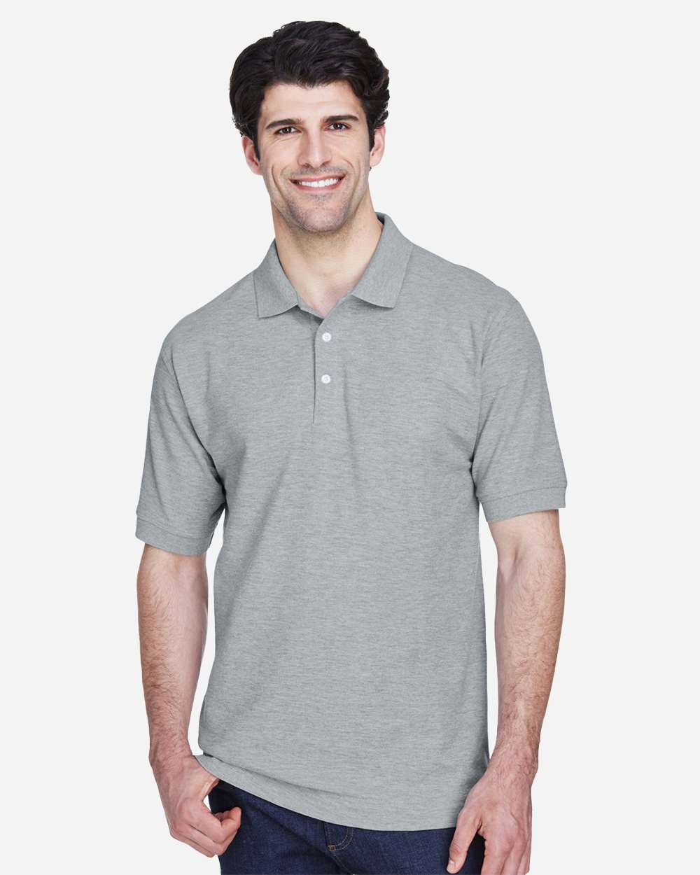 Men's Pima Piqué Polo - Heather Grey - S