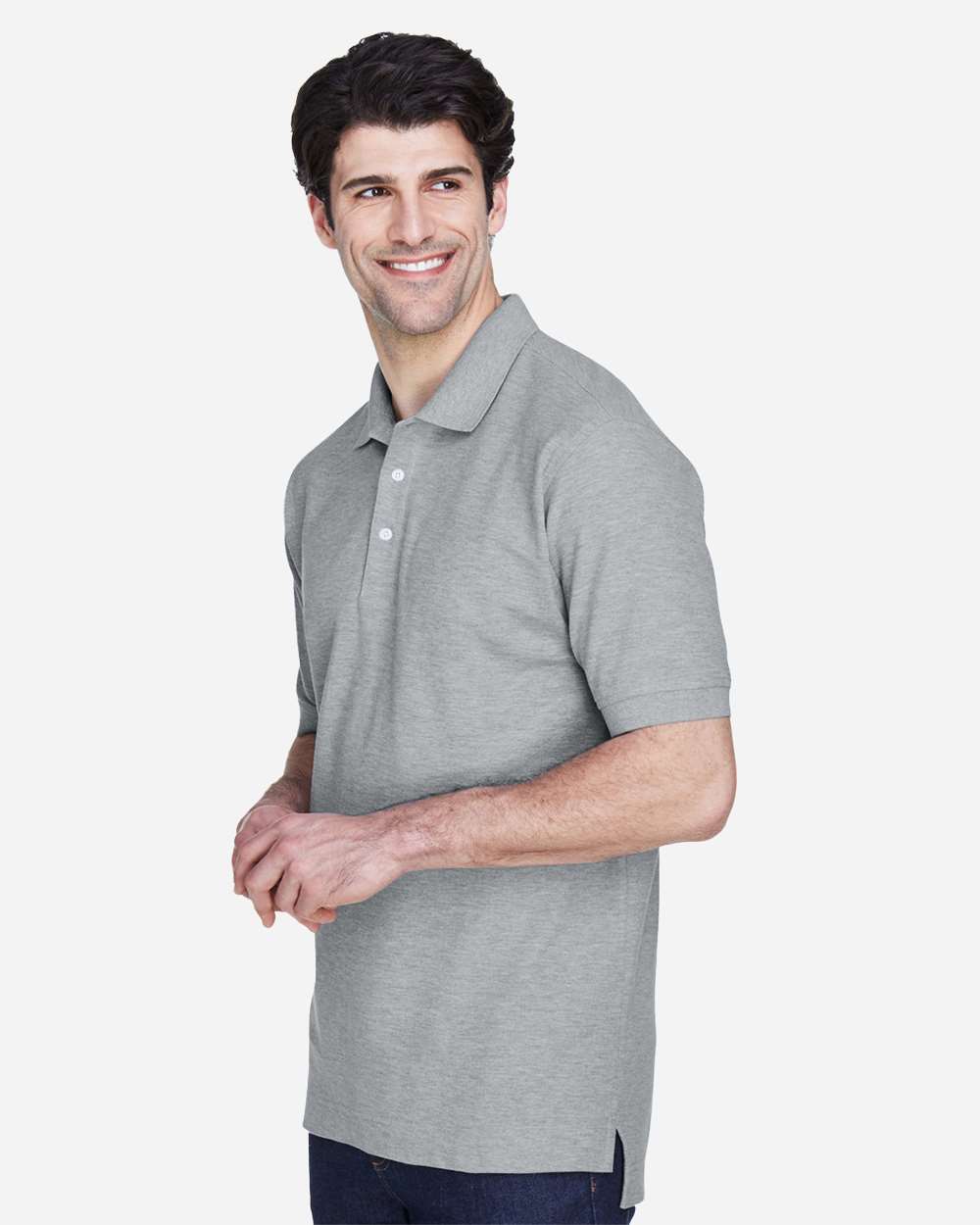 Men's Pima Piqué Polo - Heather Grey - M