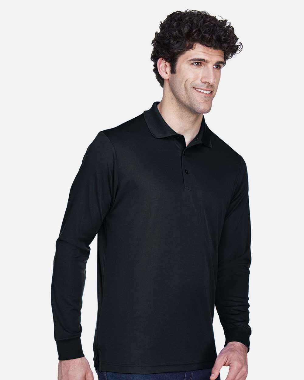 Men's Tall Pinnacle Performance Long Sleeve Piqué Polo - Black - XLT