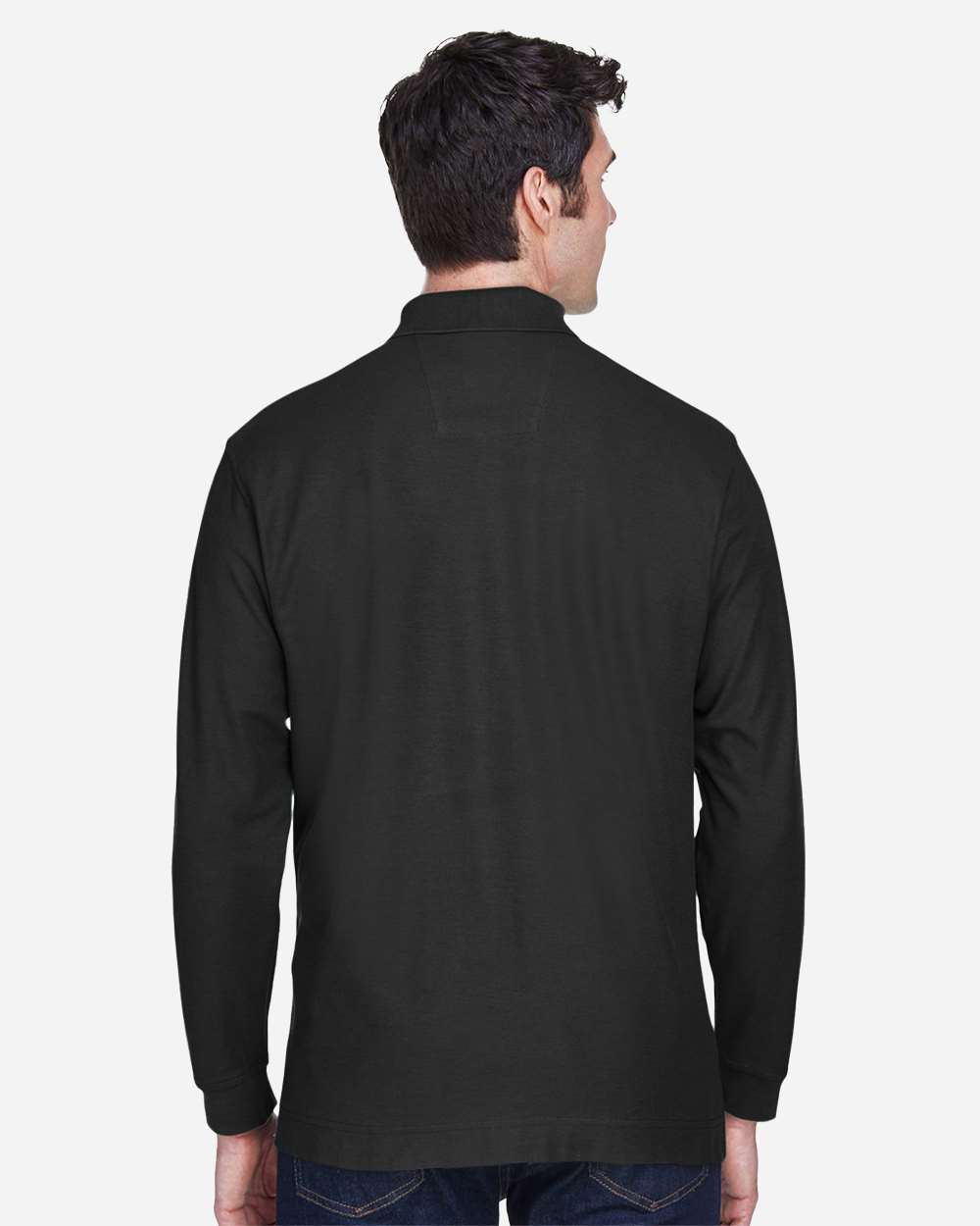 Men's Pima Long Sleeve Polo - Black - 3XL