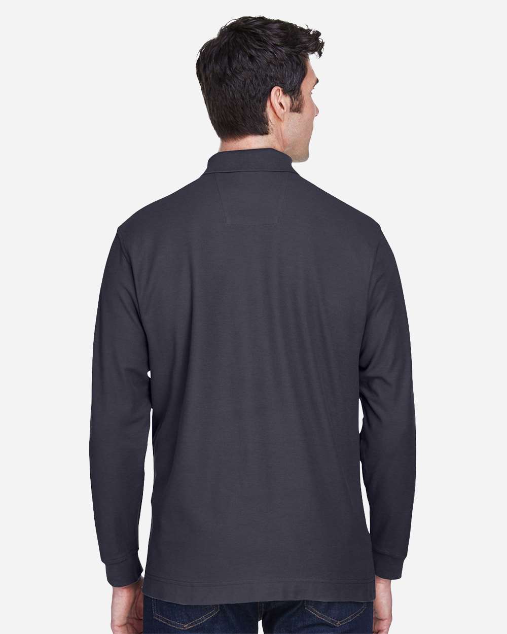 Men's Pima Long Sleeve Polo - Navy - L