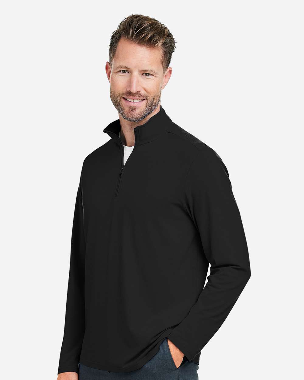 Men's Stretch Quarter-Zip - Black - M