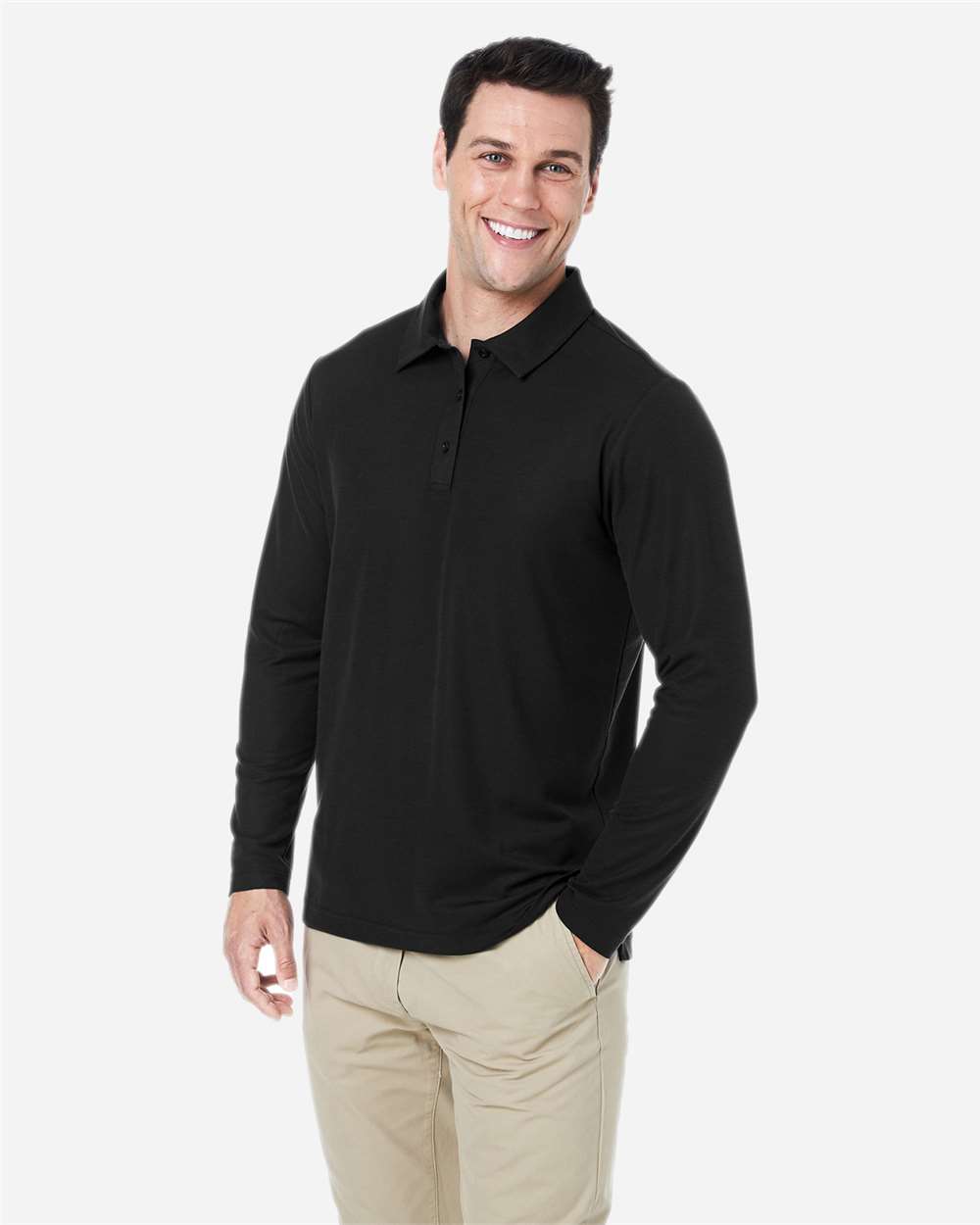 Men's ChromaSoft™ Long Sleeve Pique Polo - Classic Navy