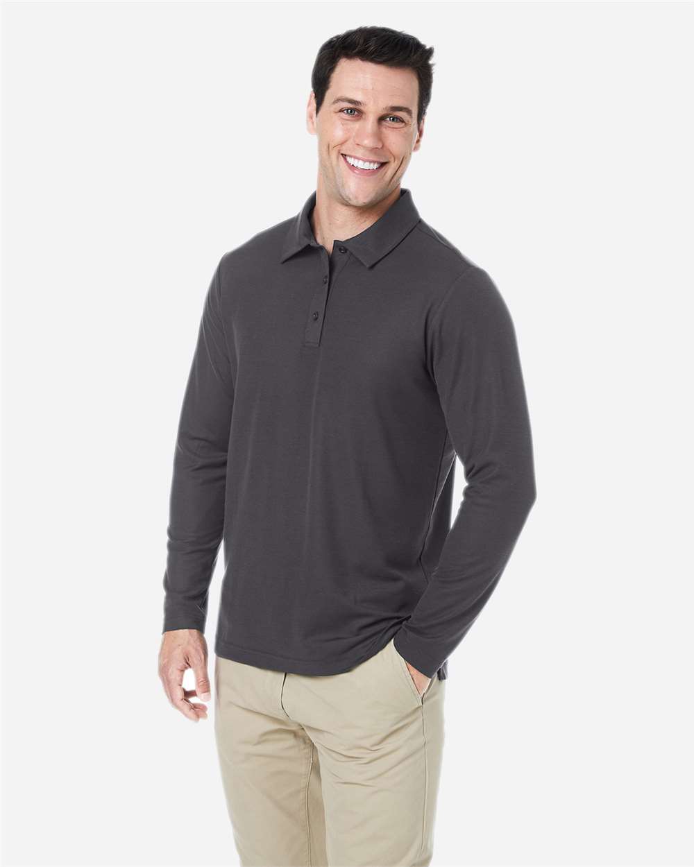 Men's ChromaSoft™ Long Sleeve Pique Polo - Classic Navy