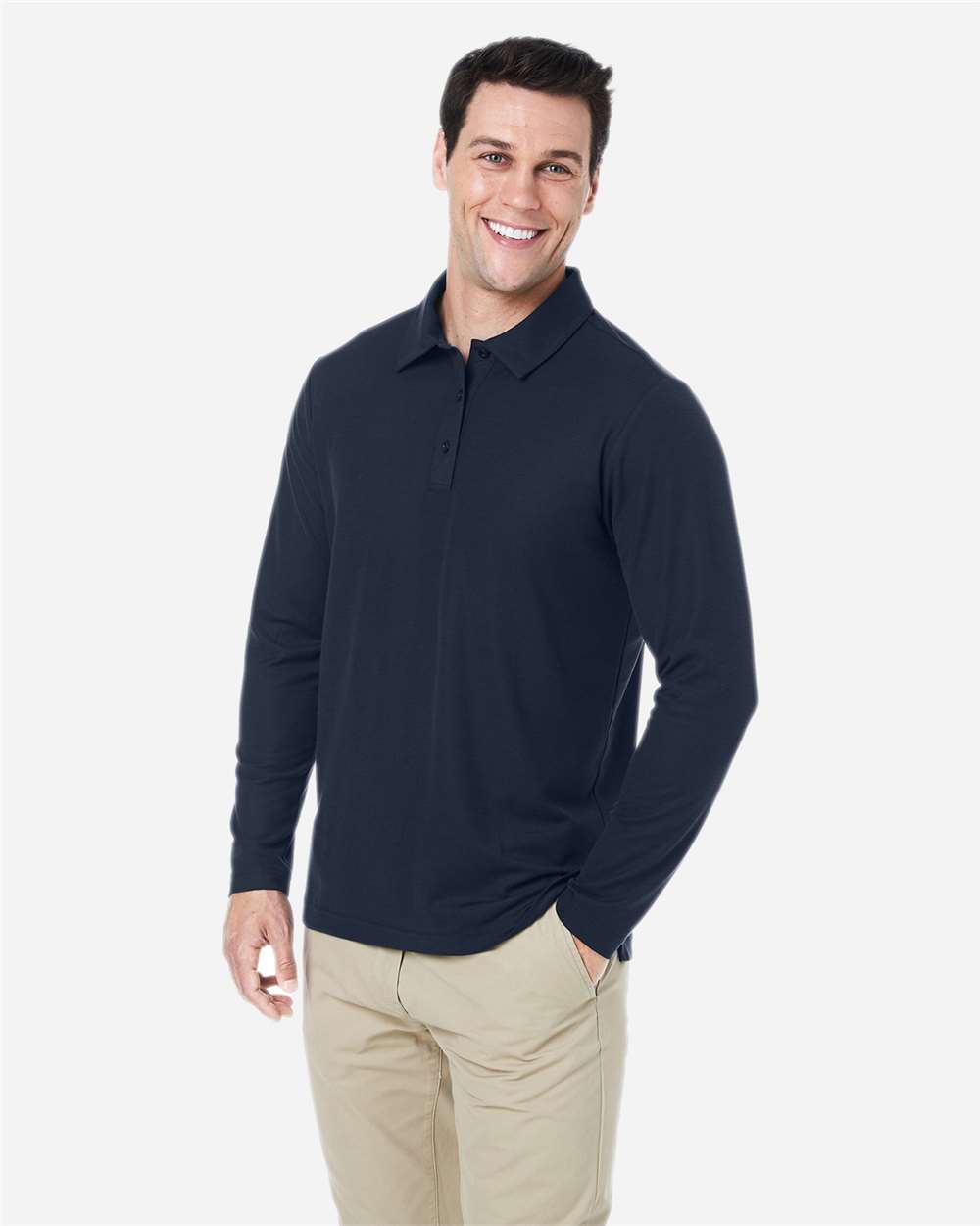 Men's ChromaSoft™ Long Sleeve Pique Polo - Classic Navy - M