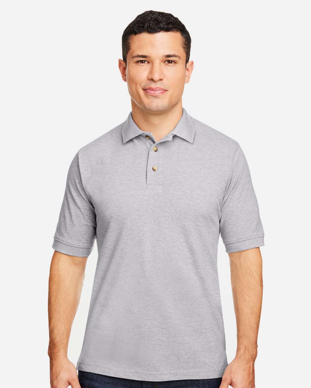 Men's Classic Cotton Polo - Heather Grey - S