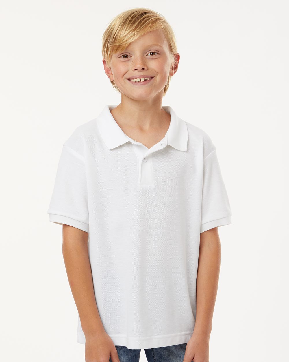 Youth Pique Polo - White - ComfyThreads